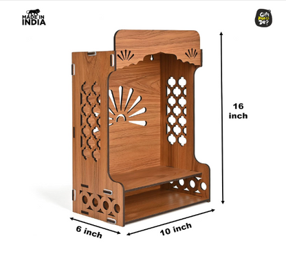 1008 Folding Wooden Mandir for home and office with LED light on top