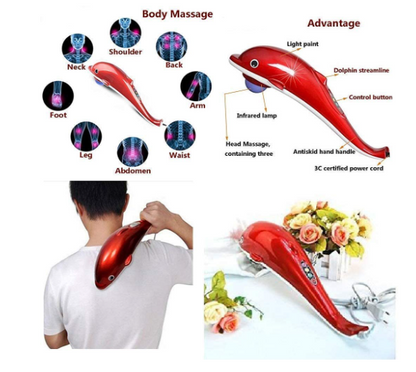 1221 Dolphin Handheld Body Massager for Pain Relief with Powerful Vibration For Unisex dolphin massager body vibration massage machine fish massage, Multicolour