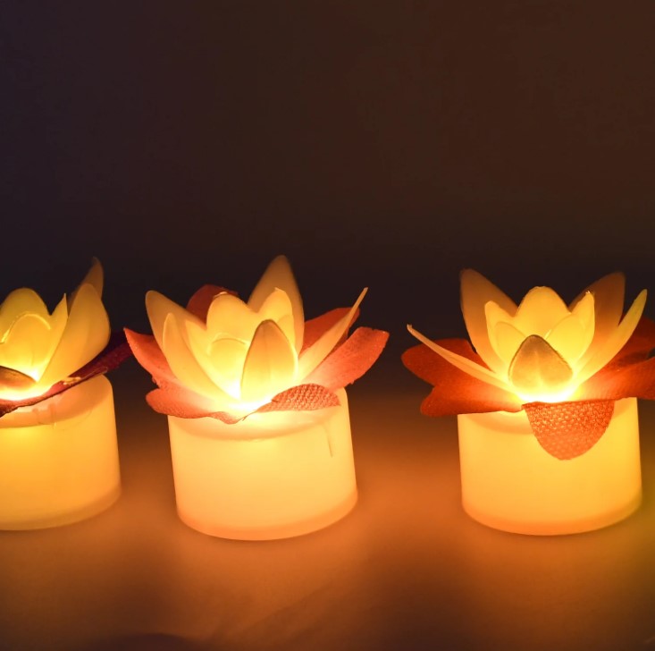 13465 Decoration Candles/Led Diwali Decor Lotus Flower Candle (5 Pc)