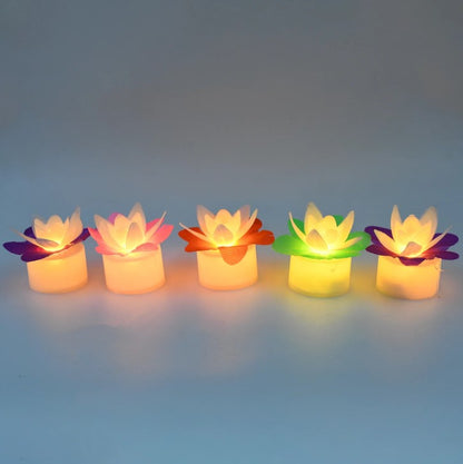 13465 Decoration Candles/Led Diwali Decor Lotus Flower Candle (5 Pc)