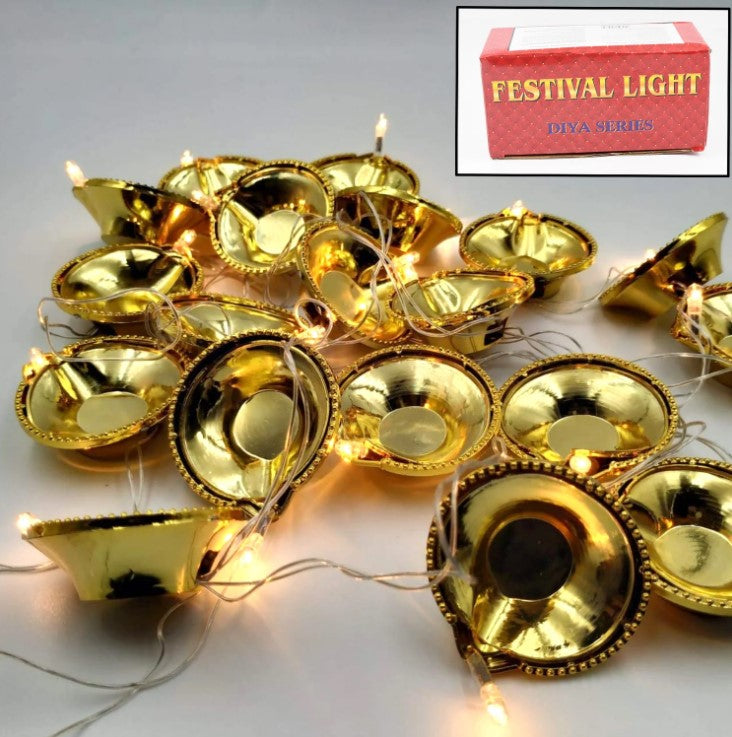 13485 LED Diya Series Light, Fairy Lights for Diwali Decoration (16 Diya)