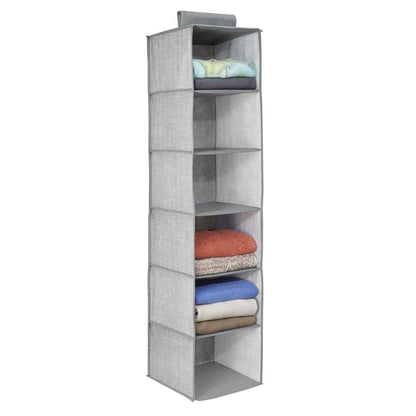 6741 Non-Woven Fabric Cloth 6 Selves Hanging Storage Wardrobe Organizer with PVC Zippered Closure 6 Layers Chain Cloth 