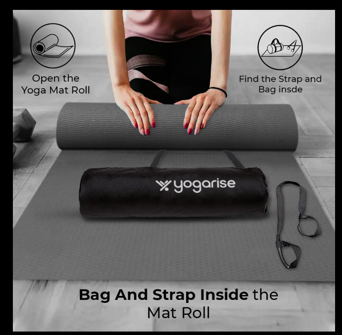 1667g Gray Yoga Mat with Bag and Carry Strap for Comfort / Anti-Skid Surface Mat