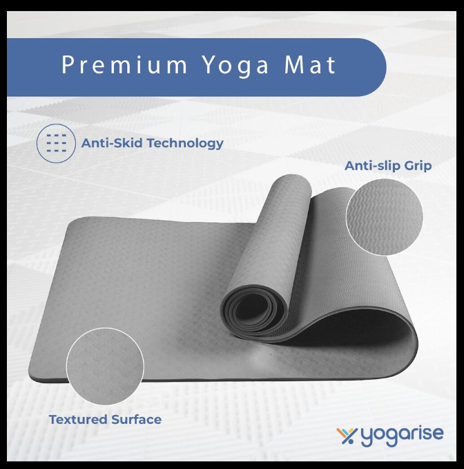 1667g Gray Yoga Mat with Bag and Carry Strap for Comfort / Anti-Skid Surface Mat