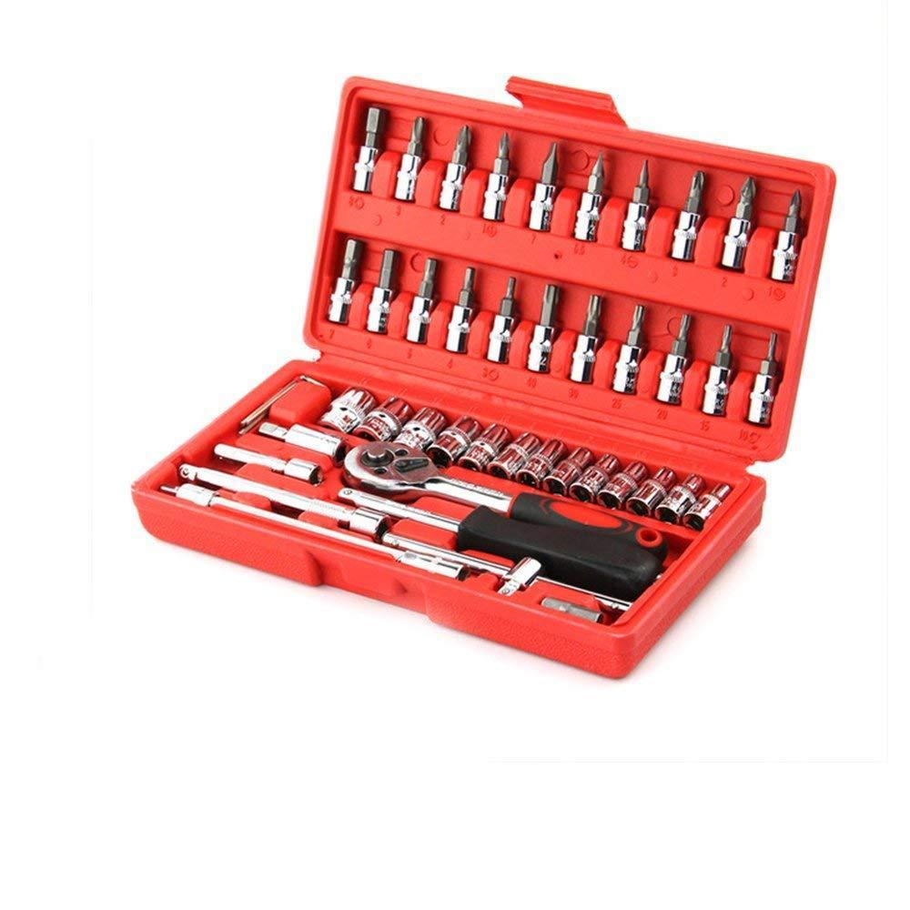 0422 Socket 1/4 Inch Combination Repair Tool Kit (Red, 46 pcs) 