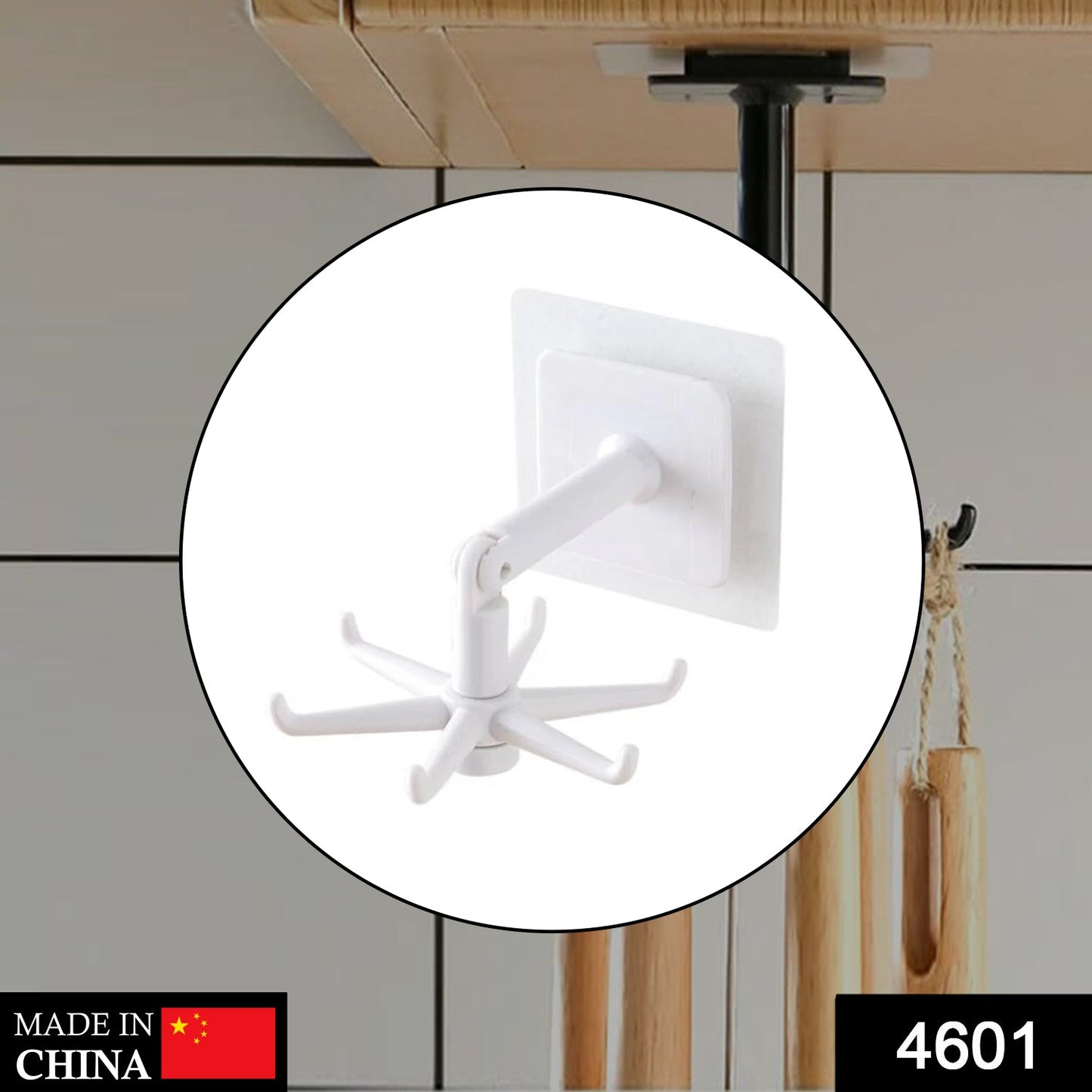 Rotatable hooks for 360-degree hanging, demonstrating their adjustable design