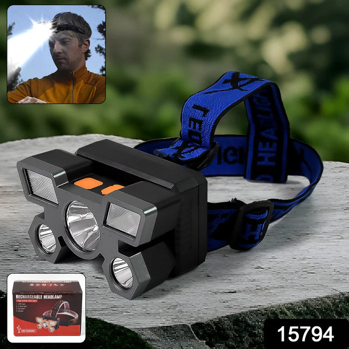 15794  5 - LED Headlamp USB Rechargeable Head Light (1 Pc)