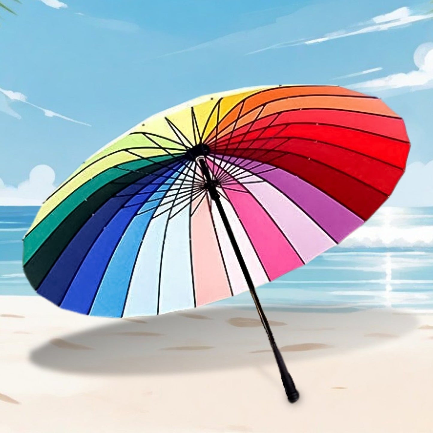 9105 Rainbow Umbrella for Men & Women (Multicolor)