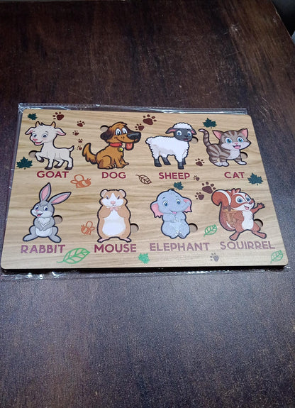 18473 Wooden Animal Puzzle Learning Educational Board (1 Set / 28×20 Cm)