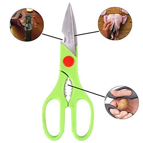 Multi-Function Kitchen Household for Vegetables, Fruit, Cheese & Meat Slices with Bottle Opener Stainless Steel Sea Food Scissor