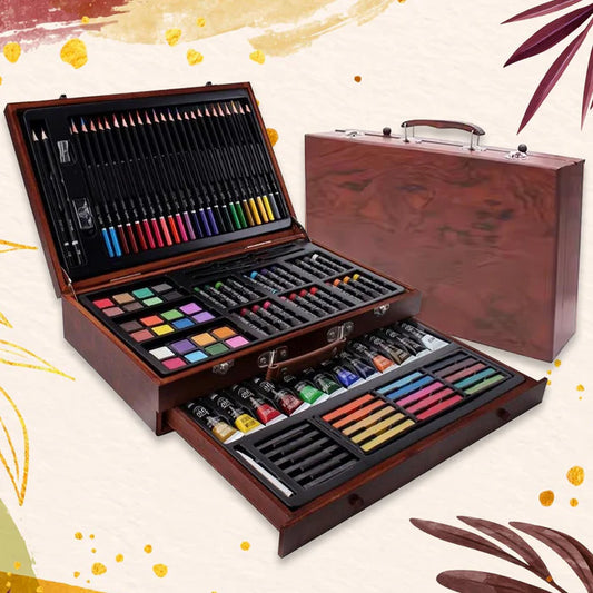 8834 Artist Drawing & Painting Color Set ith Wooden Case (112 Pcs Approx)