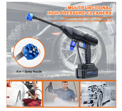 3148 6in1 Cordless Portable Pressure Washer Gun 48V 12000mah High Pressure Water Gun with Cordless Rechargeable 6 Ways to Spray Water Used for Car Washer, Gardens and Stones Floors