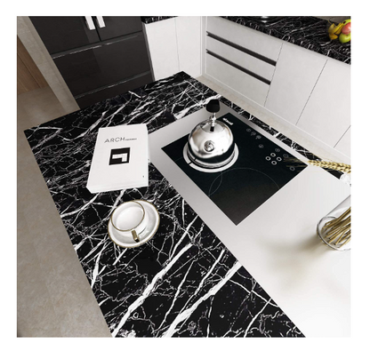 3380 Marble Foil Kitchen Stickers Oil-Proof Waterproof Self Adhesive Wallpaper PVC Bathroom Wall Stickers Contact Paper Marble (60 x 200cm, Black)