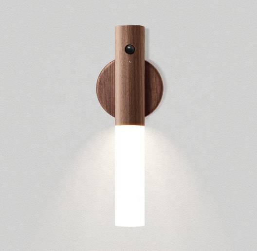 3536 Wooden Design Portable Motion Sensor Night Light, Rechargeable & Magnetic, Versatile Lighting For Home, Bedroom, Bathroom