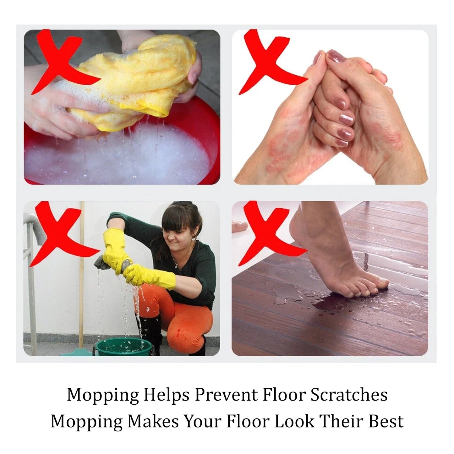 Floor cleaning mop with plastic bucket and easy-spinning design