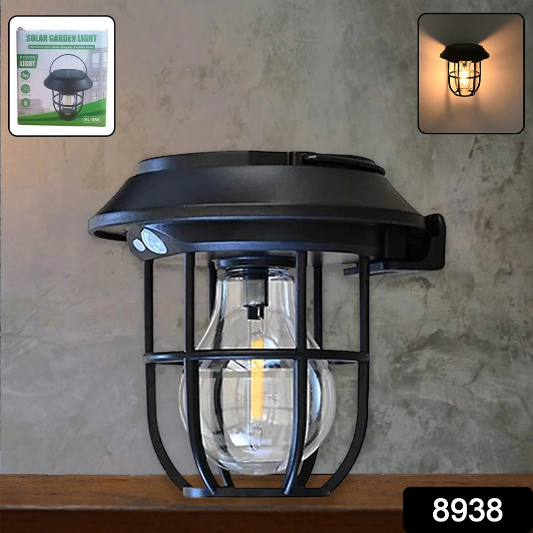 8938 Solar Lantern Wall Lights Fixtures with Motion Sensor (1 Pc)