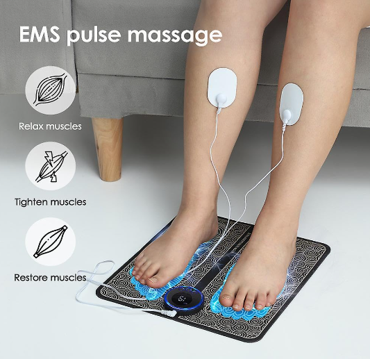 3960 EMS Pulse Foot Massager Electric Foot Therapy Machine Foot Pad 8 Modes 19 Levels Intelligent Acupuncture Foot Massage Pad Mat Muscle Stimulation