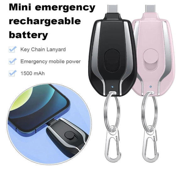 3375 Keychain Portable Charger for (Android) 1500mAh Mini Power Emergency Pod