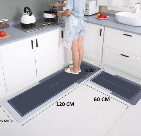 4988B 2 Pcs Kitchen Mats, Waterproof Memory Foam Kitchen Rugs, Standing Desk Mat Floor Mats, Comfort Runner Rug Carpets for Kitchen Floor, Sink - (120 * 40 cm, 40 * 60 cm, Multicolor)