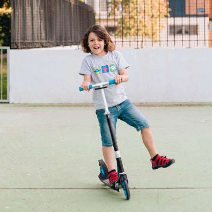 17830 Basic Kids Ride On Leg Push Scooter for Boys and Girls (4 - 8 Years Old Kids) Foldable Scooter Cycle with Height Adjustment for Boys and Girls Multicolor (1 Pc / 2 Wheel) 