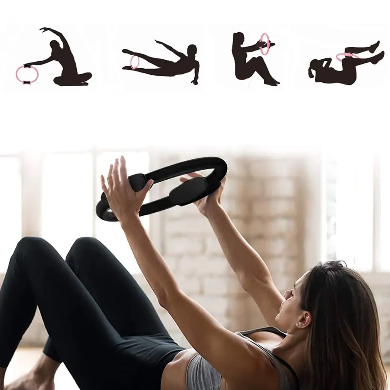 Pilates fitness ring for yoga and thigh workouts, home equipment.