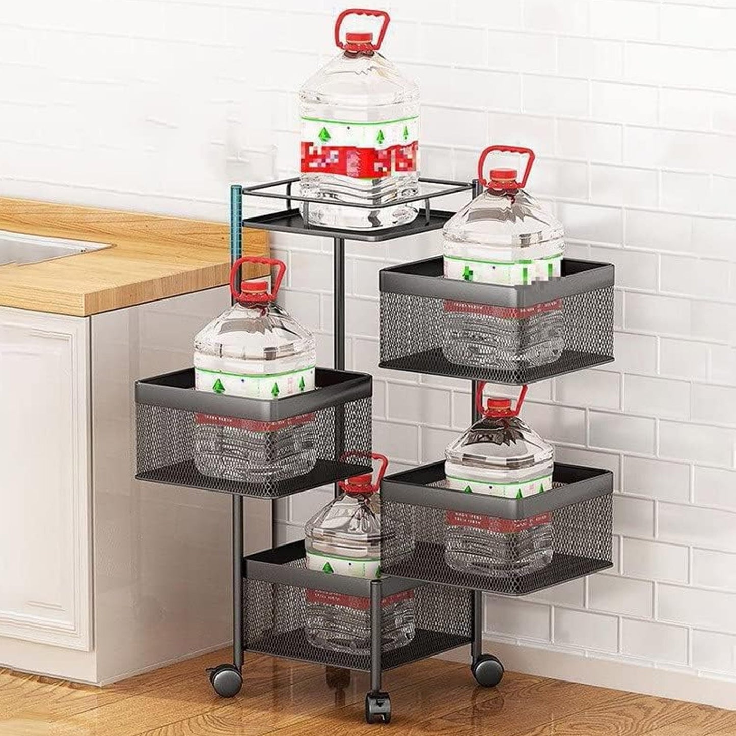 5731 Metal High Quality Kitchen Trolley Kitchen Organizer Items and Kitchen Accessories Items for Kitchen Rack Square Design for Fruits & Vegetable Onion Storage Kitchen Trolley with Wheels (4 Layer)