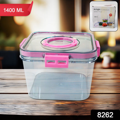 8262 High Quality Plastic Food Storage Container Clear Washable Refrigerator Food Box Food Container Fruit Box Container with Lid (1400 ML)