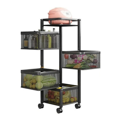 5731 Metal High Quality Kitchen Trolley Kitchen Organizer Items and Kitchen Accessories Items for Kitchen Rack Square Design for Fruits & Vegetable Onion Storage Kitchen Trolley with Wheels (4 Layer)