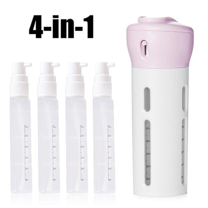 Travel cosmetic container set with 4 bottles