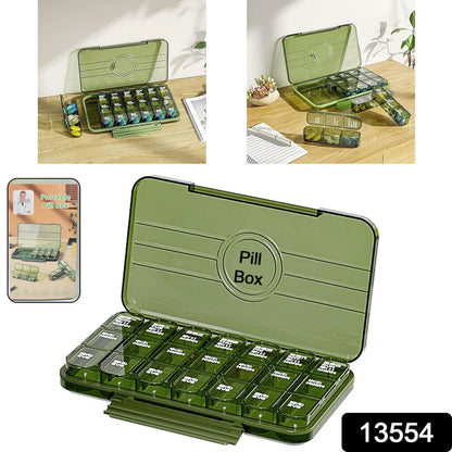 13554 Portable Weekly Pill Box Organiser Daily Pill Keeper 21 Grid Container (1 Pc)