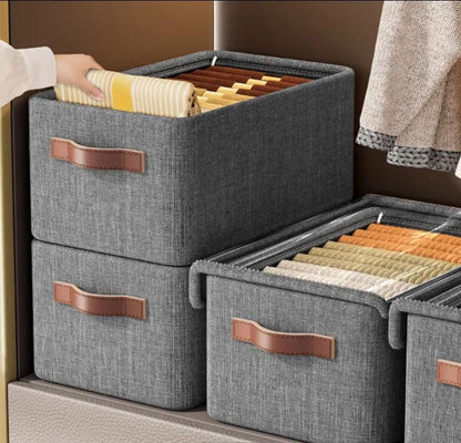 12627A FOLDABLE STORAGE BOX WITH LID AND HANDLES, COTTON AND LINEN STORAGE BINS AND BASKETS ORGANIZER FOR NURSERY, CLOSET, BEDROOM, HOME (45 Cm)