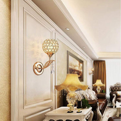 6830 Modern Style Crystal Wall Light Living Room Corridor Balcony Lamp Wall Sconce Crystal Light Compatible with Home Ligting, Wall Art Light Round Modern Bedside Wall Ligs Dining Room Hallway Lig Fixture with E27 Socket (Bulb NOT Included)