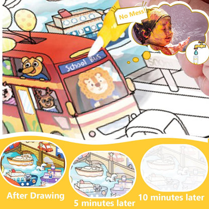 2 In 1 Magic Water Drawing Book & Busy Book For Children With 1 Magic Pen, Educational Learning Toys For Toddlers 3+ Age