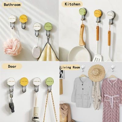 7478 Suction Wall Hooks for Towels, Clothes, and Kitchen Utensils – No Drilling Required, Removable & Reusable Hooks for Bathroom or Kitchen Storage