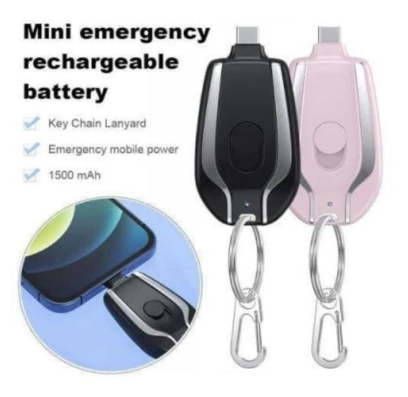 3375 Keychain Portable Charger for (Android) 1500mAh Mini Power Emergency Pod