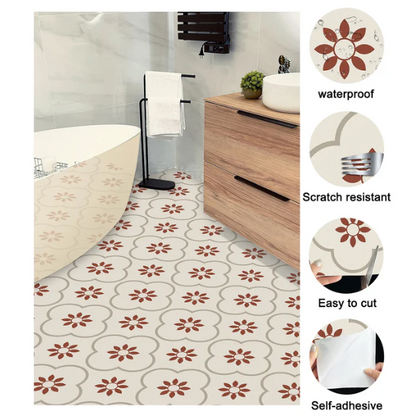 8725 Peel and Stick Floor Tiles Kitchen / Bathroom Backsplash Sticker Detachable Waterproof DIY Tile Stickers for Wall Decoration Tiles Home Decoration (8x8 Inch / 10 Pcs Set)