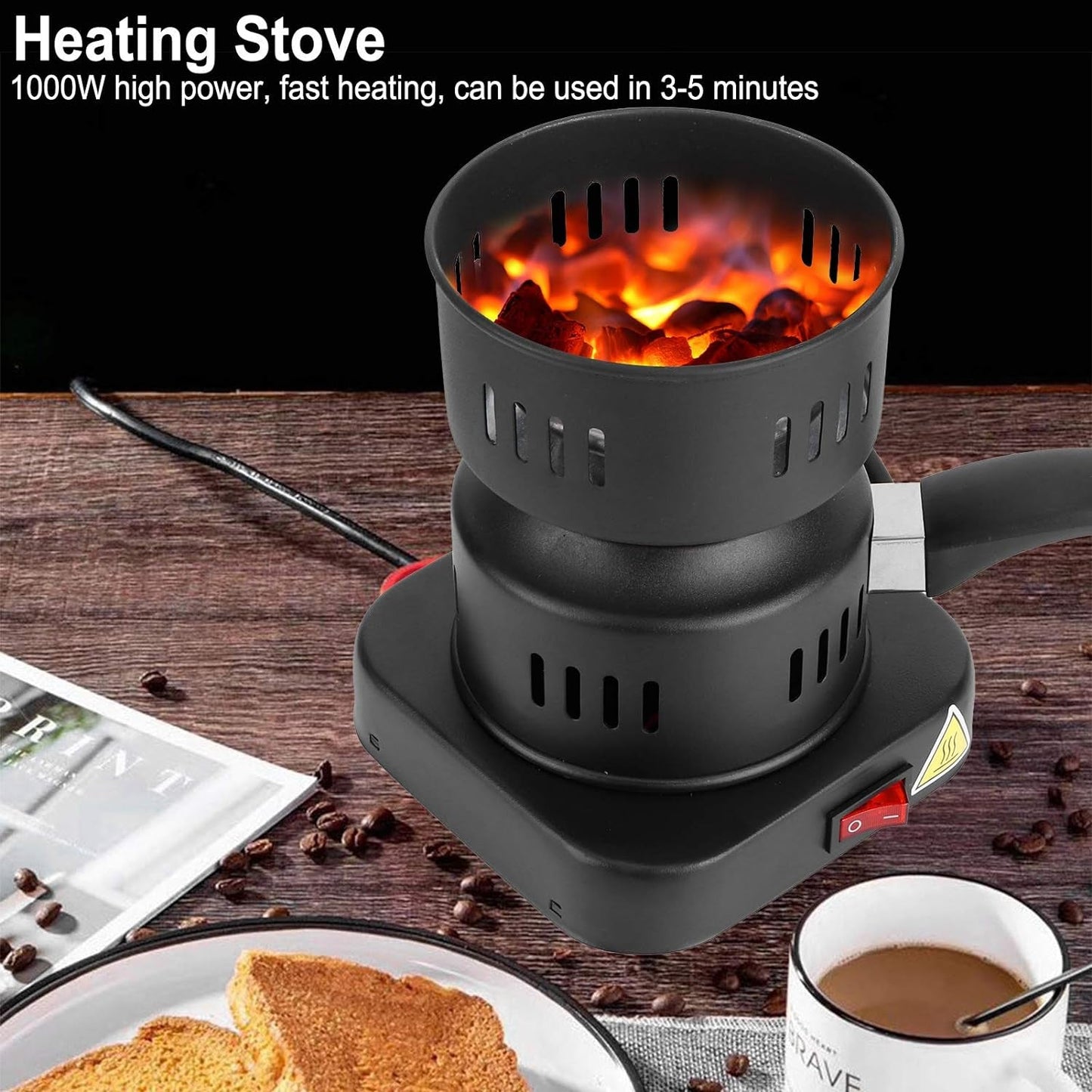 5815 Heating Stove, Tubular Heating Stove Hot Plate Stove,  Heat‑Resistant Coating for Home, Camping Cooking, Mini Electric Tea Coffee Heater