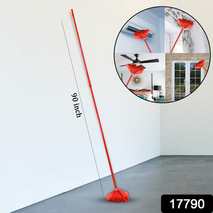 17790 Cobweb Brush With Metal Strong Long Extendable Handle for Dusting, Ceiling Cobweb Cleaning, Brush for Lights, Fans & Webs Cleaning for Home / Kitchen (90 Inch /  MOQ :- 6 Pc)