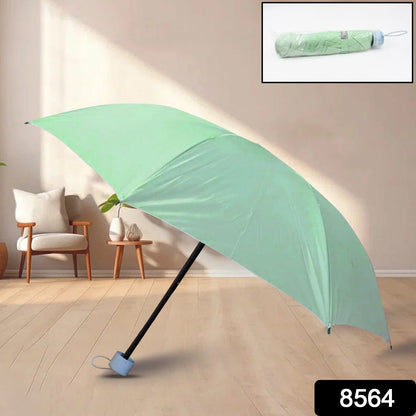 8564 3 Fold Manual Open Umbrella | Windproof, Sunproof & Rainproof with Sturdy Steel Shaft | Easy to Hold & Carry | Umbrella for Women, Men & Kids (1 Pc)