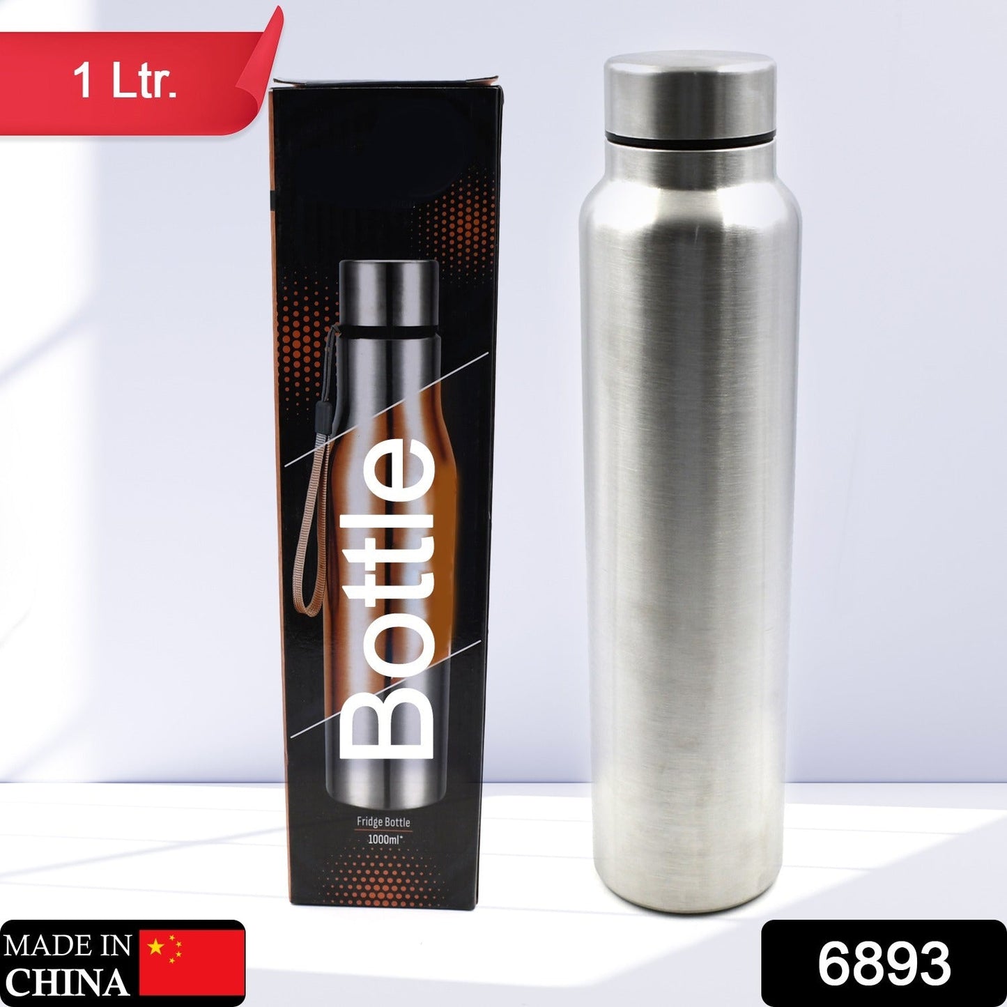 6893 Fridge Water Bottle, Stainless Steel Water Bottles, Flasks for Tea Coffee, Hot & Cold Drinks, BPA Free, Leakproof, Portable For office/Gym/School 1000 ML