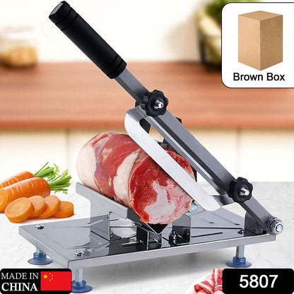 5807 Meat Slicer Beef Slicing Machine Mutton Cutter Stainless Steel | Alloy Steel Blade Stainless Steel Body Anti-Rust Labor-Saving Washable for Beef, Vegetables, Fruits