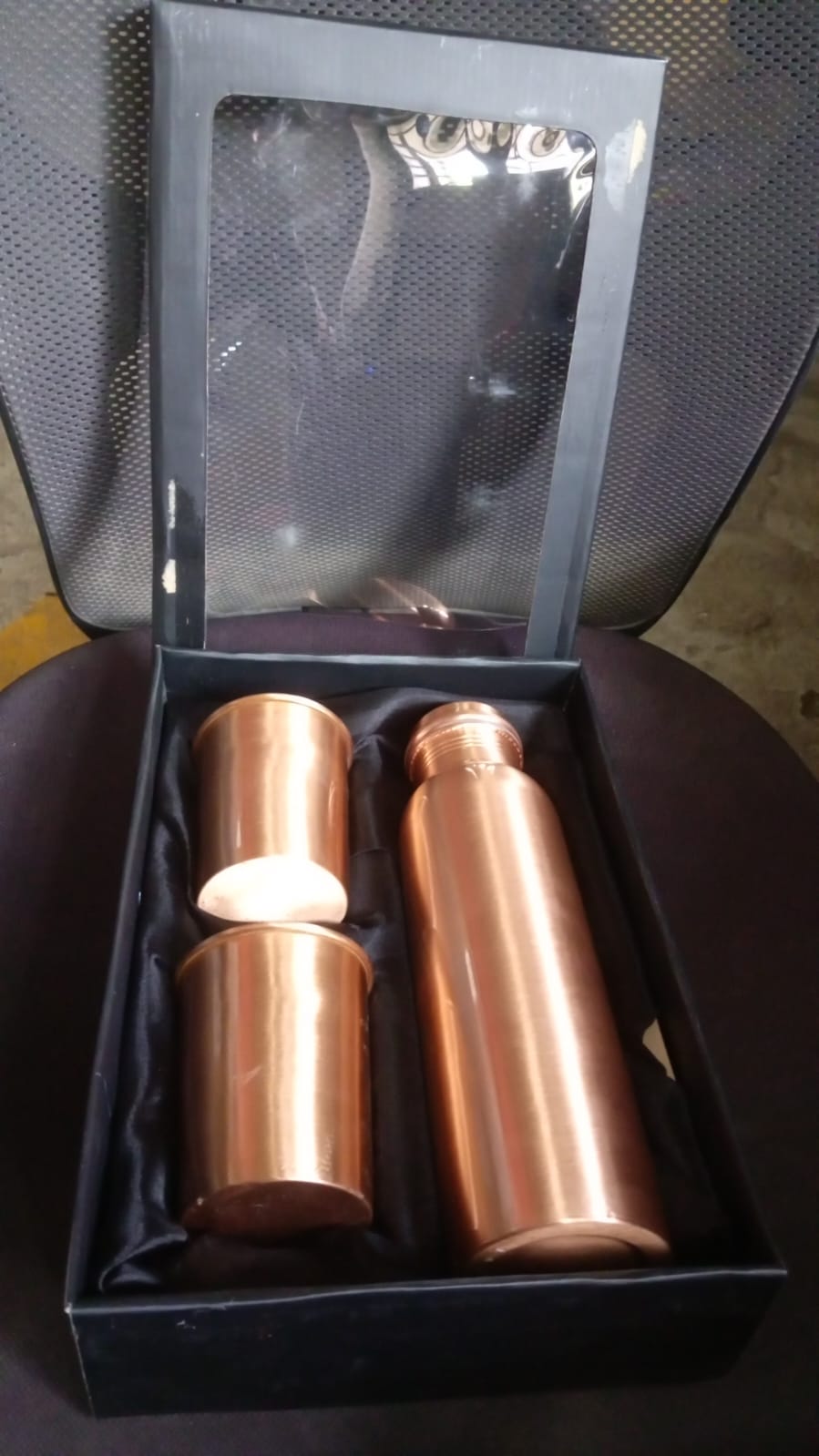 13801 Copper Water Bottle 2 Glasses with Gift Box (3 Pcs Set)