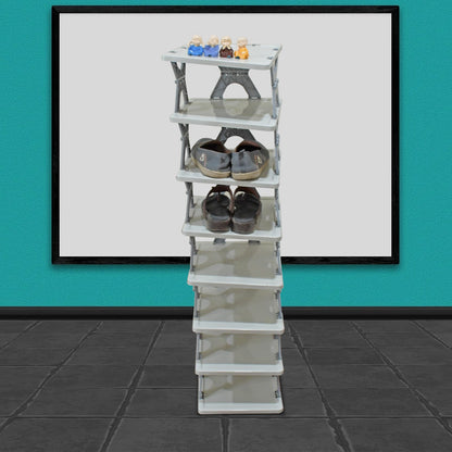 Foldable 8-layer shoe rack, space-saving storage